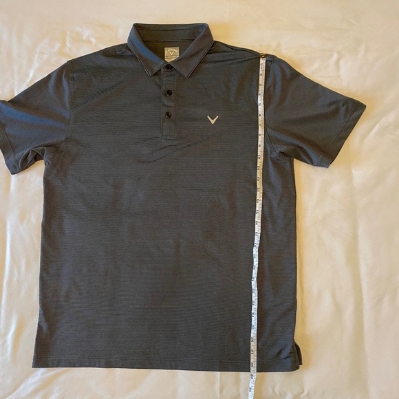 Callaway-Opti Drive Golf Shirt Black/Grey Striped-Size‎ Large - Picture 5 of 7